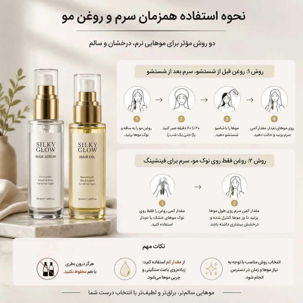 آیا می‌توان سرم مو و روغن مو را با هم استفاده کرد؟